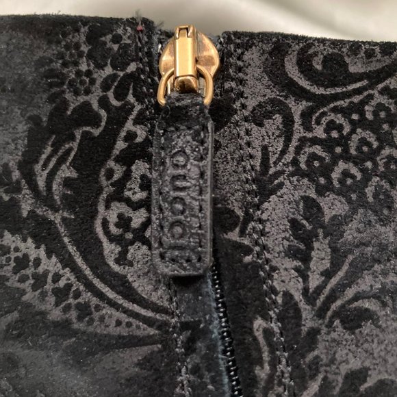 🌟HOST PICK🌟 Gucci Noah Brocade Black Leather Suede Ankle Boots Booties Size 36 - Picture 15 of 16